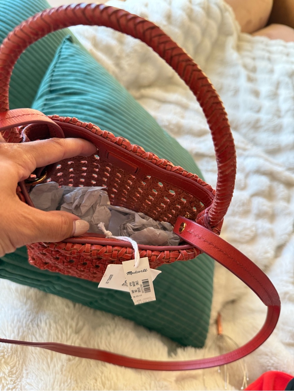 Madewell Red Woven Crossbody Bag - Picture 4 of 7